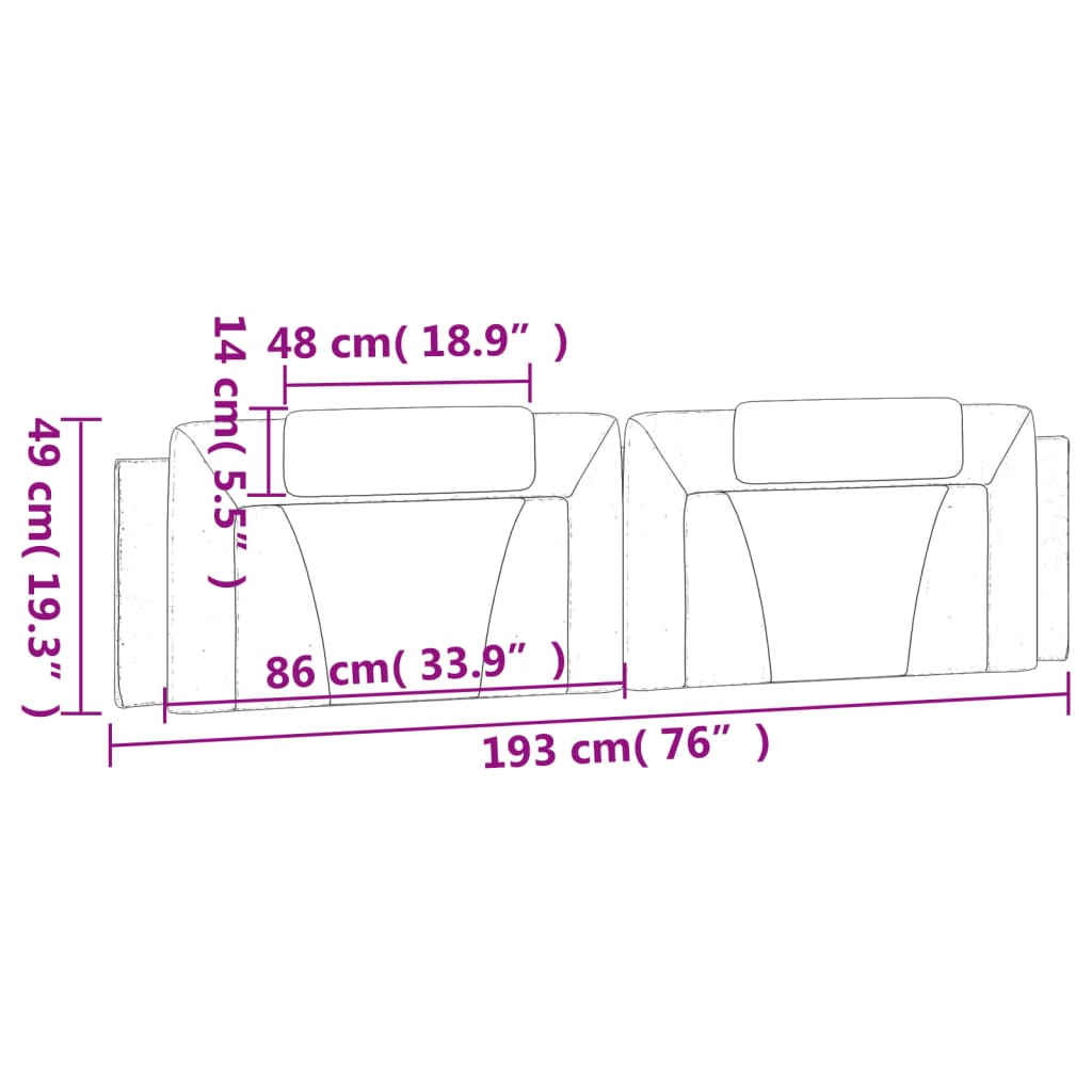 fekete és fehér műbőr fejtámla párna Viana 193 cm