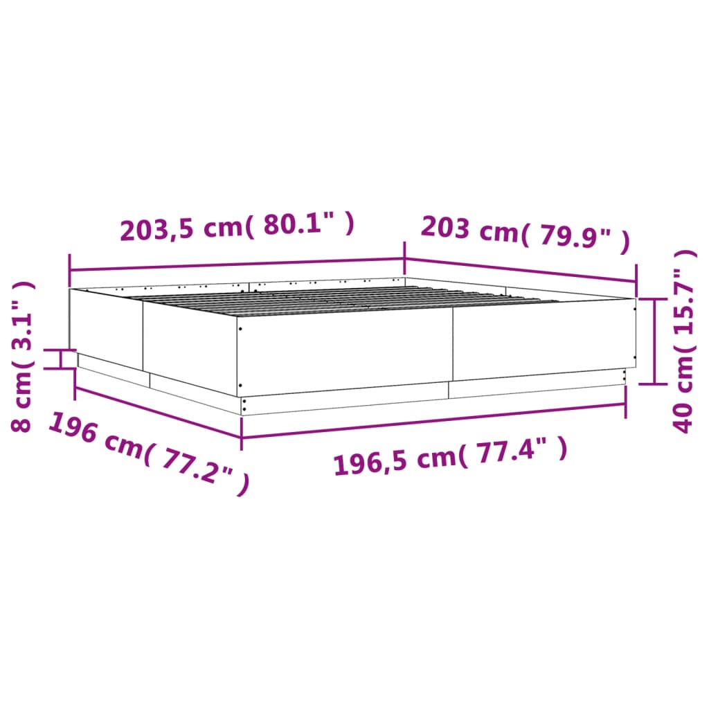 sonoma tölgyszínű szerelt fa ágykeret 200 x 200 cm