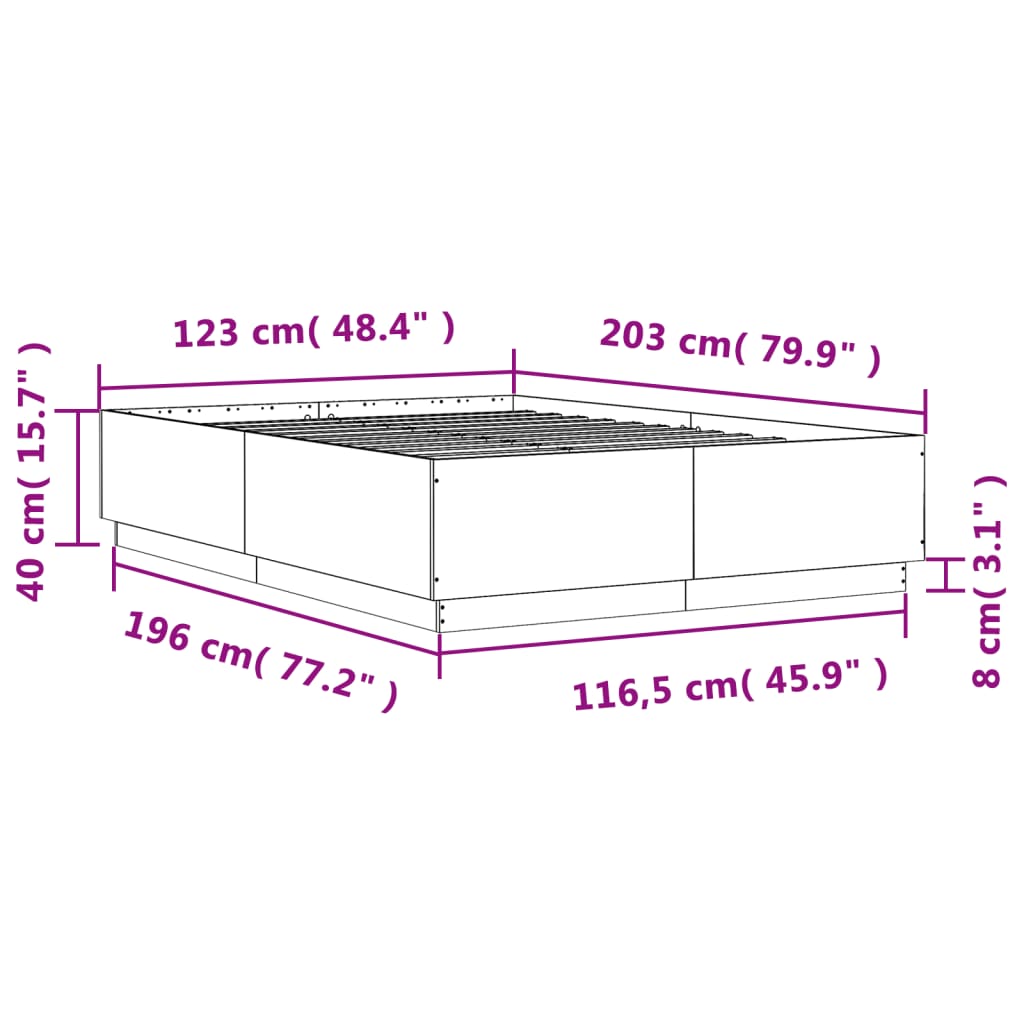 betonszürke szerelt fa ágykeret 120 x 200 cm