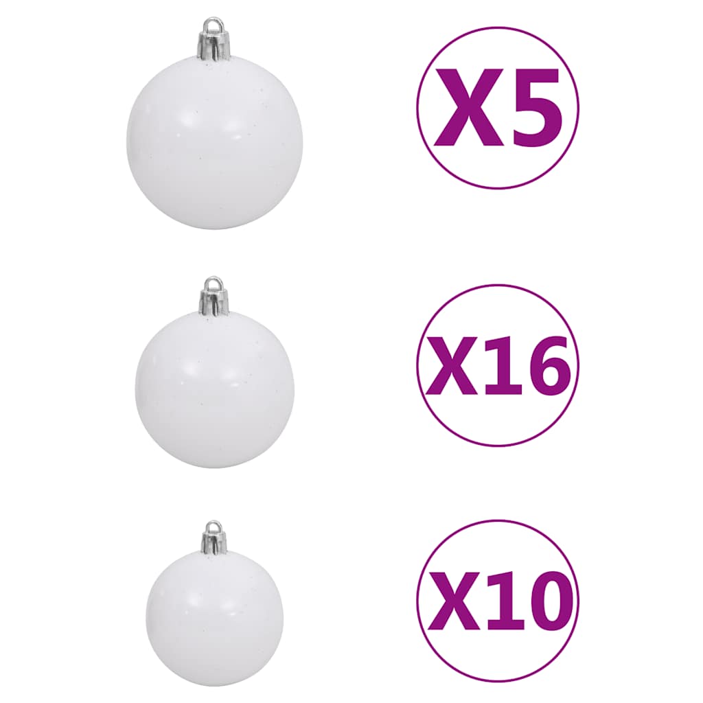 csuklópántos műkarácsonyfa 300 LED-del és gömbökkel 180 cm