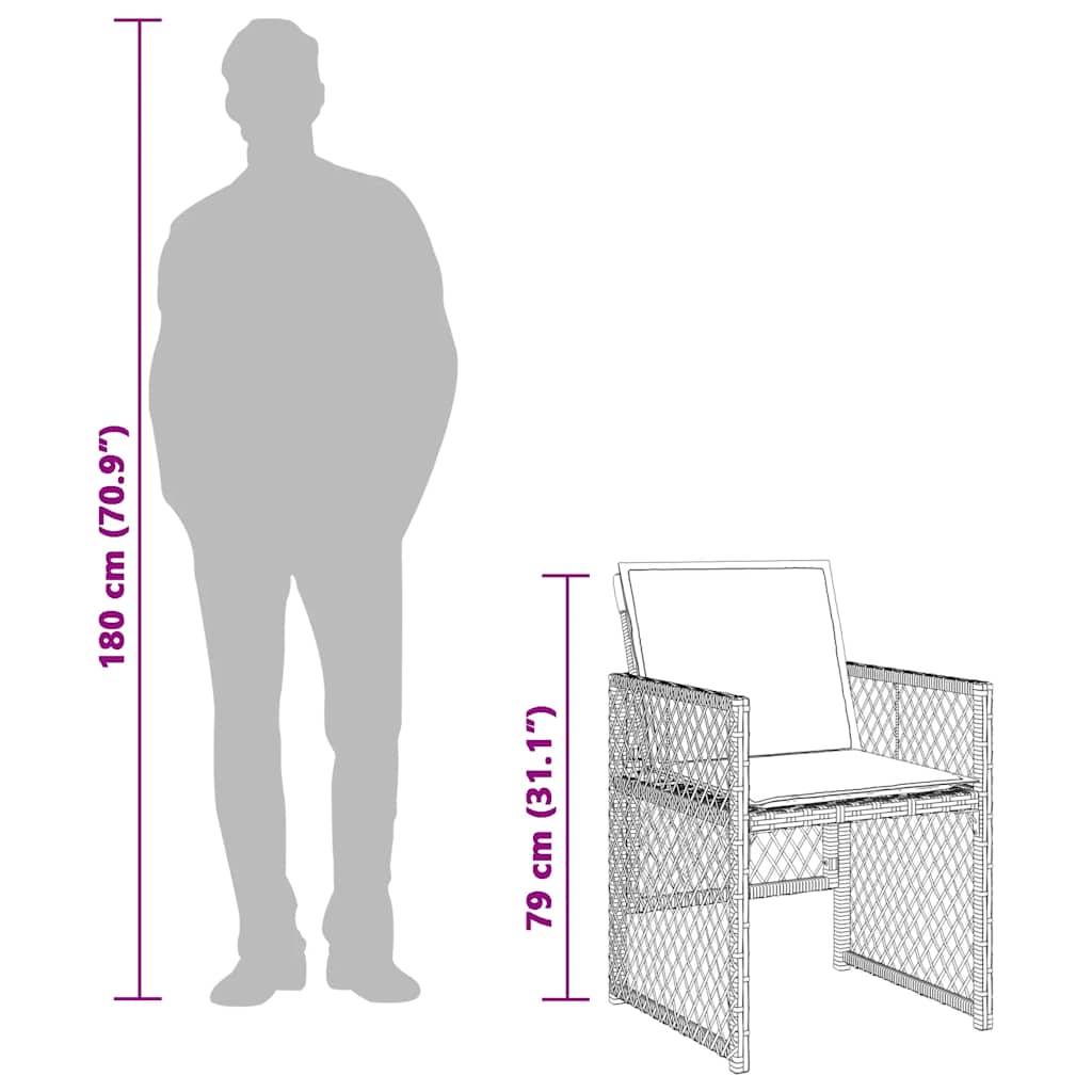 13 részes szürke polyrattan kerti ülőgarnitúra párnákkal