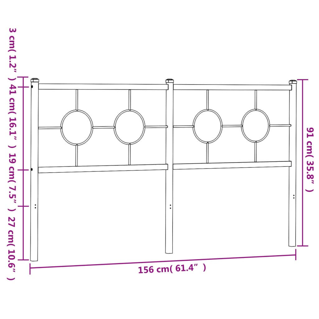 fekete fém csere fejtámla 150 cm