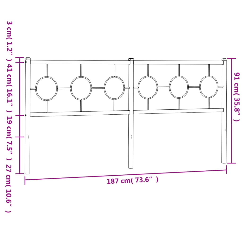 fehér fém csere fejtámla 180 cm