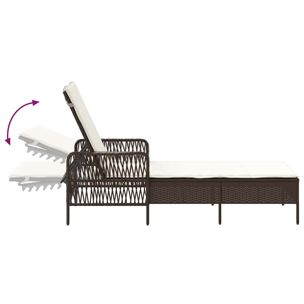 Napozó 3 pcs Barna és Krémfehér 200 x 55 x 92 cm polirattan