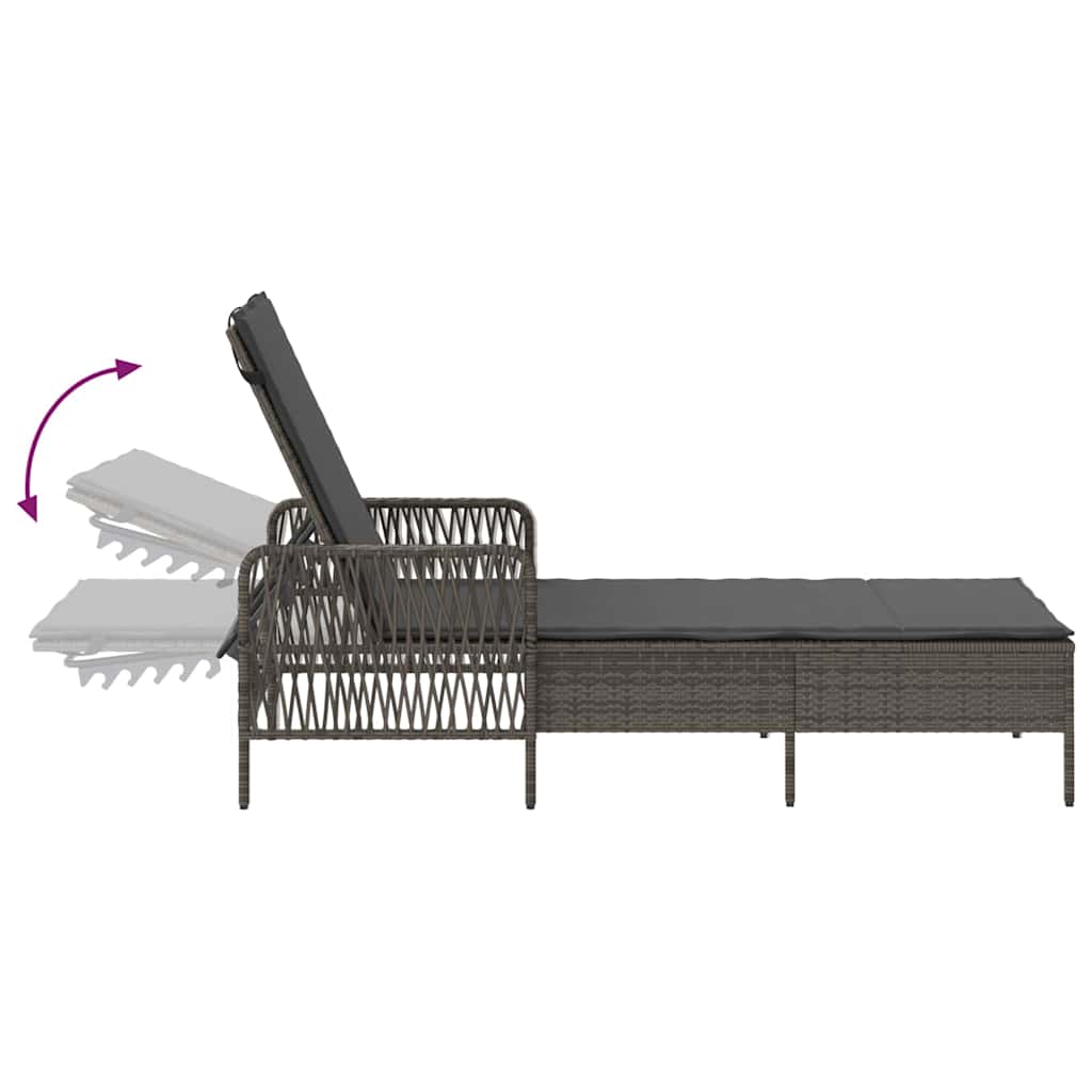 Napozó 3 pcs Szürke és sötétszürke 55 x 200 x 92 cm polirattan
