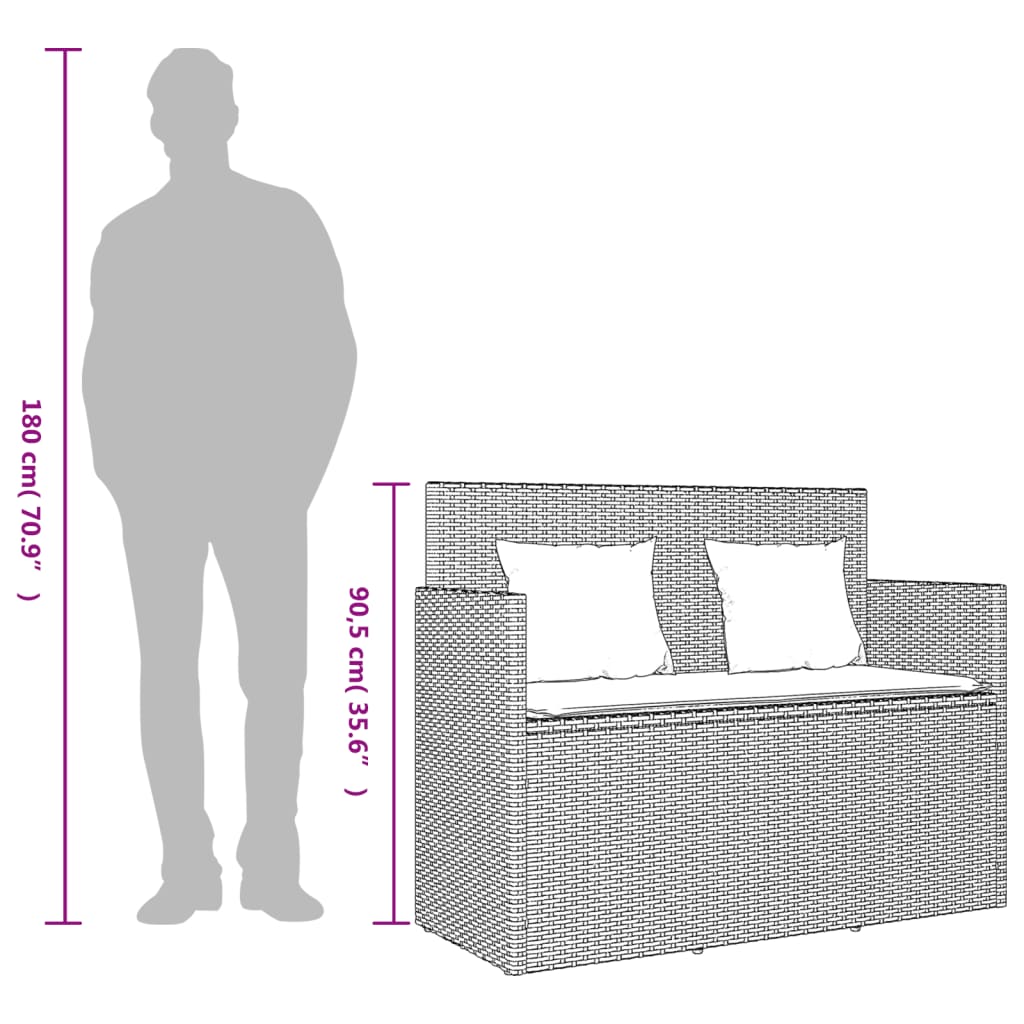 bézs polyrattan kerti pad párnákkal