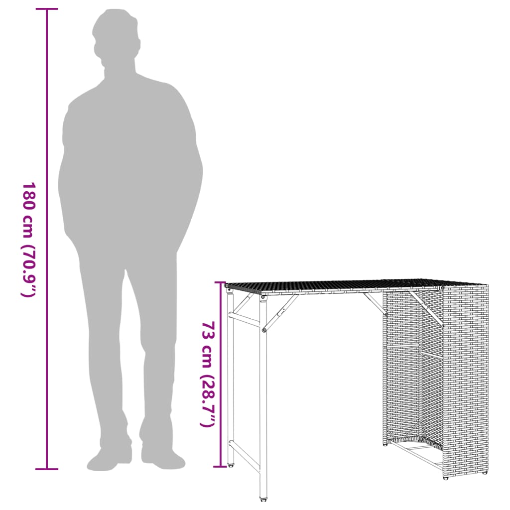 5 részes barna polyrattan összecsukható kerti étkezőgarnitúra