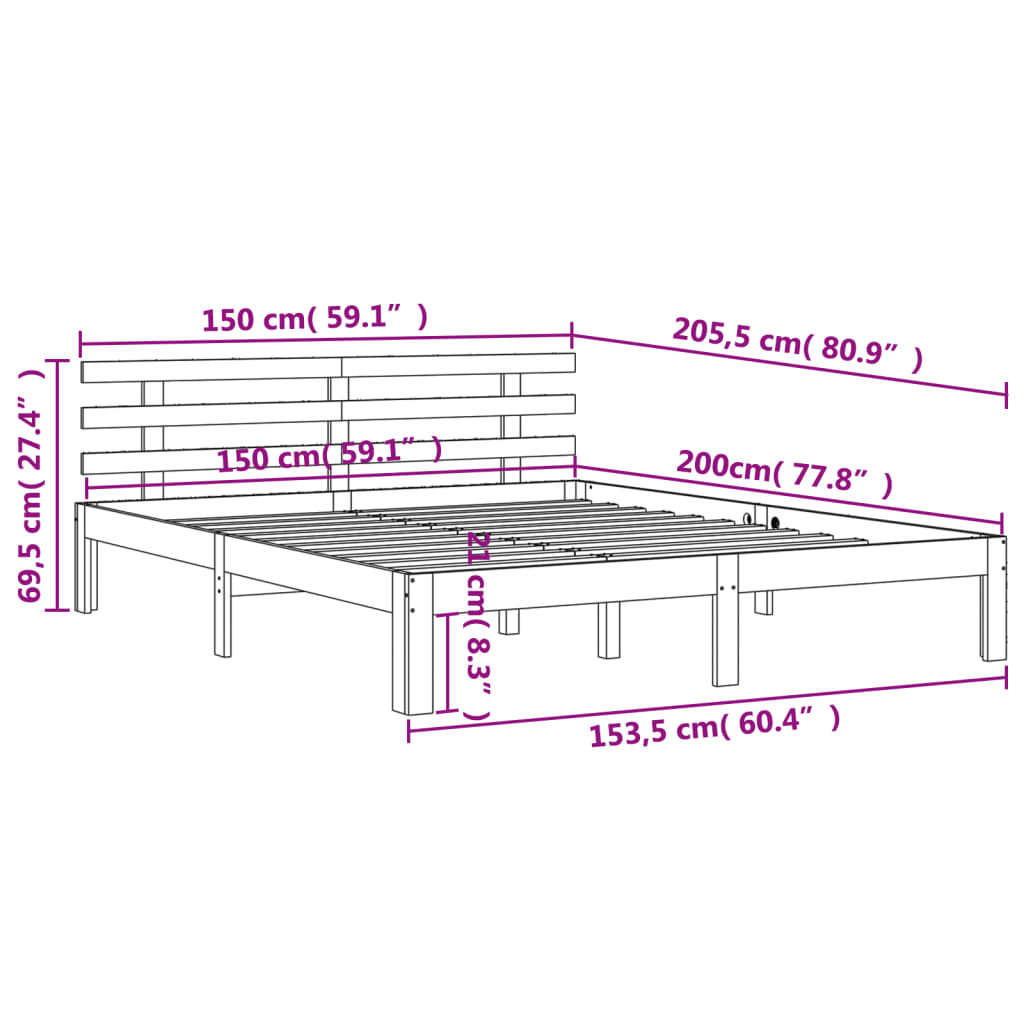 viaszbarna tömör fenyőfa ágy matrac nélkül 150 x 200 cm