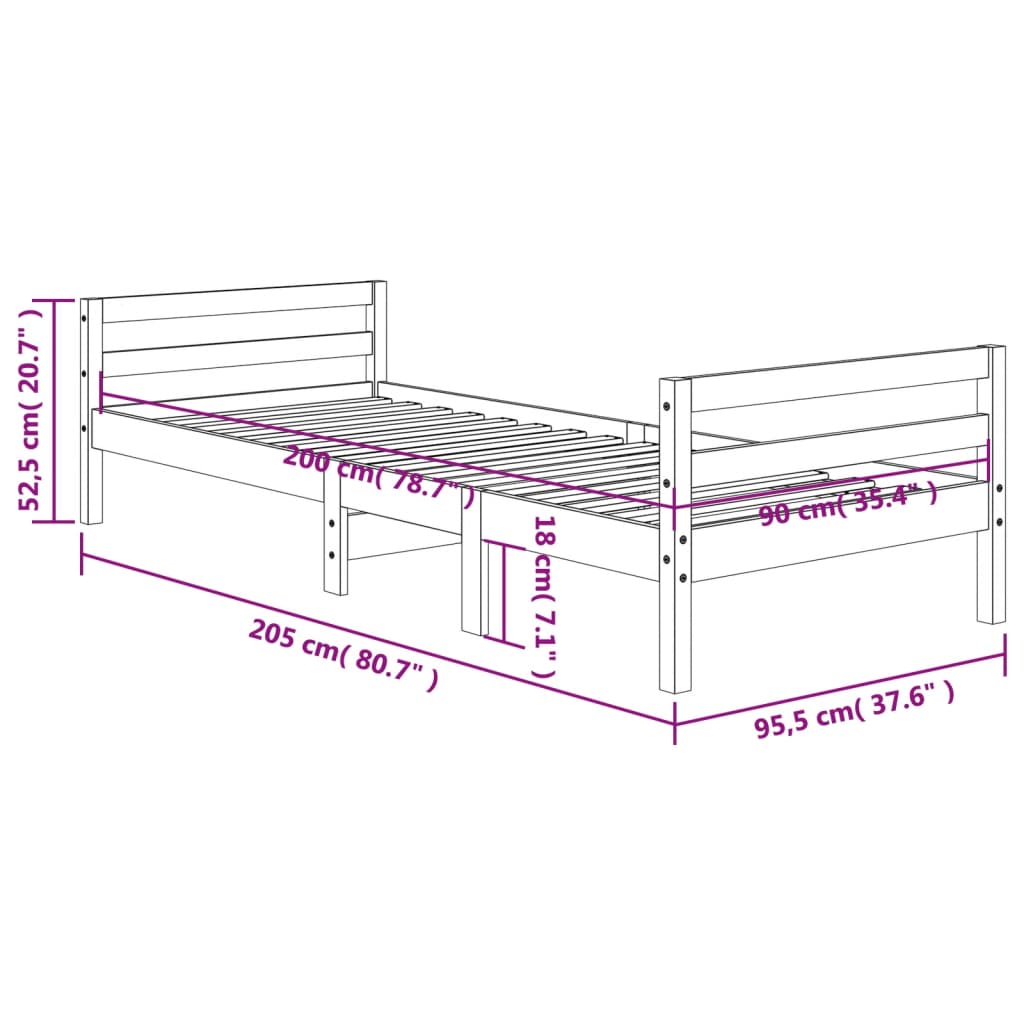 viaszbarna tömör fenyőfa ágy matrac nélkül 90 x 200 cm