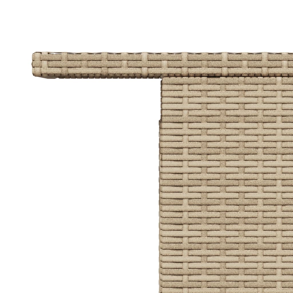 bézs polyrattan üveglapos kerti asztal 100 x 55 x 73 cm