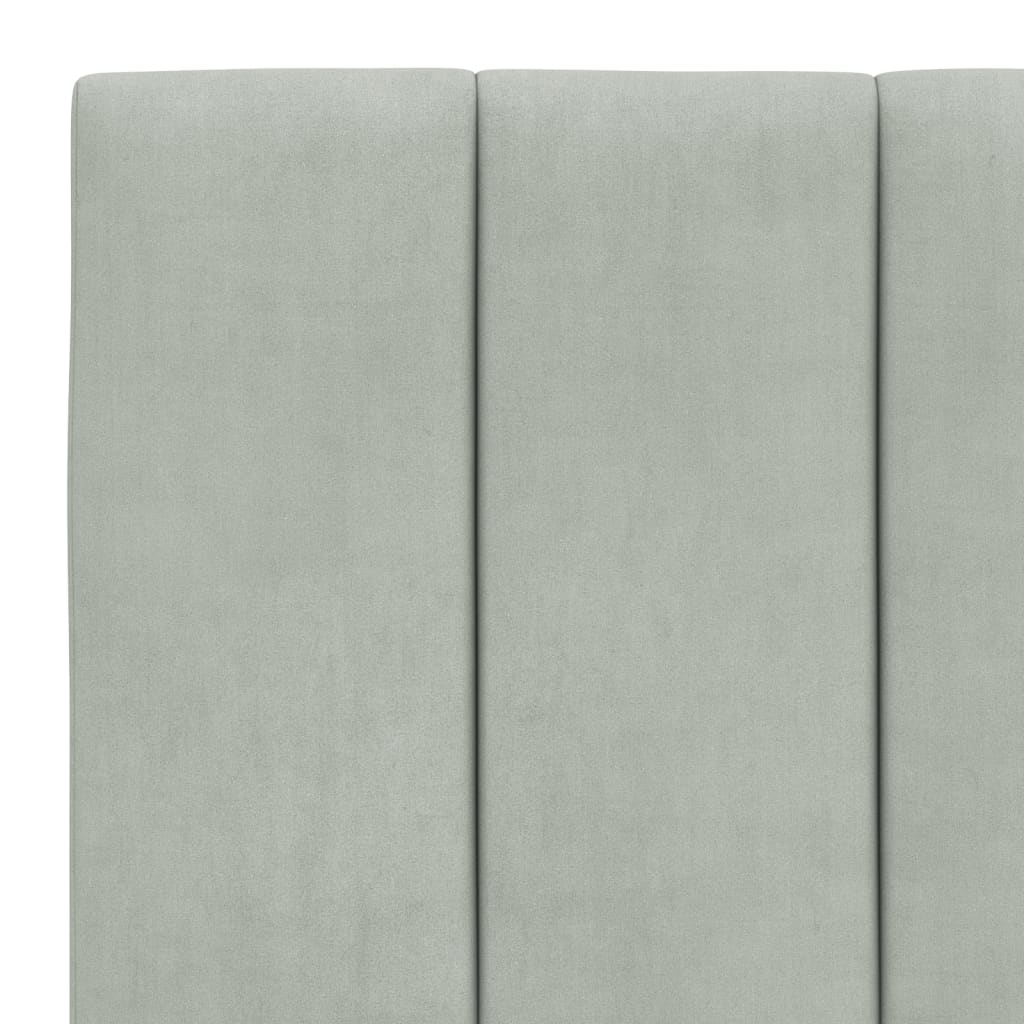 világosszürke bársony ágykeret LED-ekkel matrac nélkül Hanko 90 x 190 cm