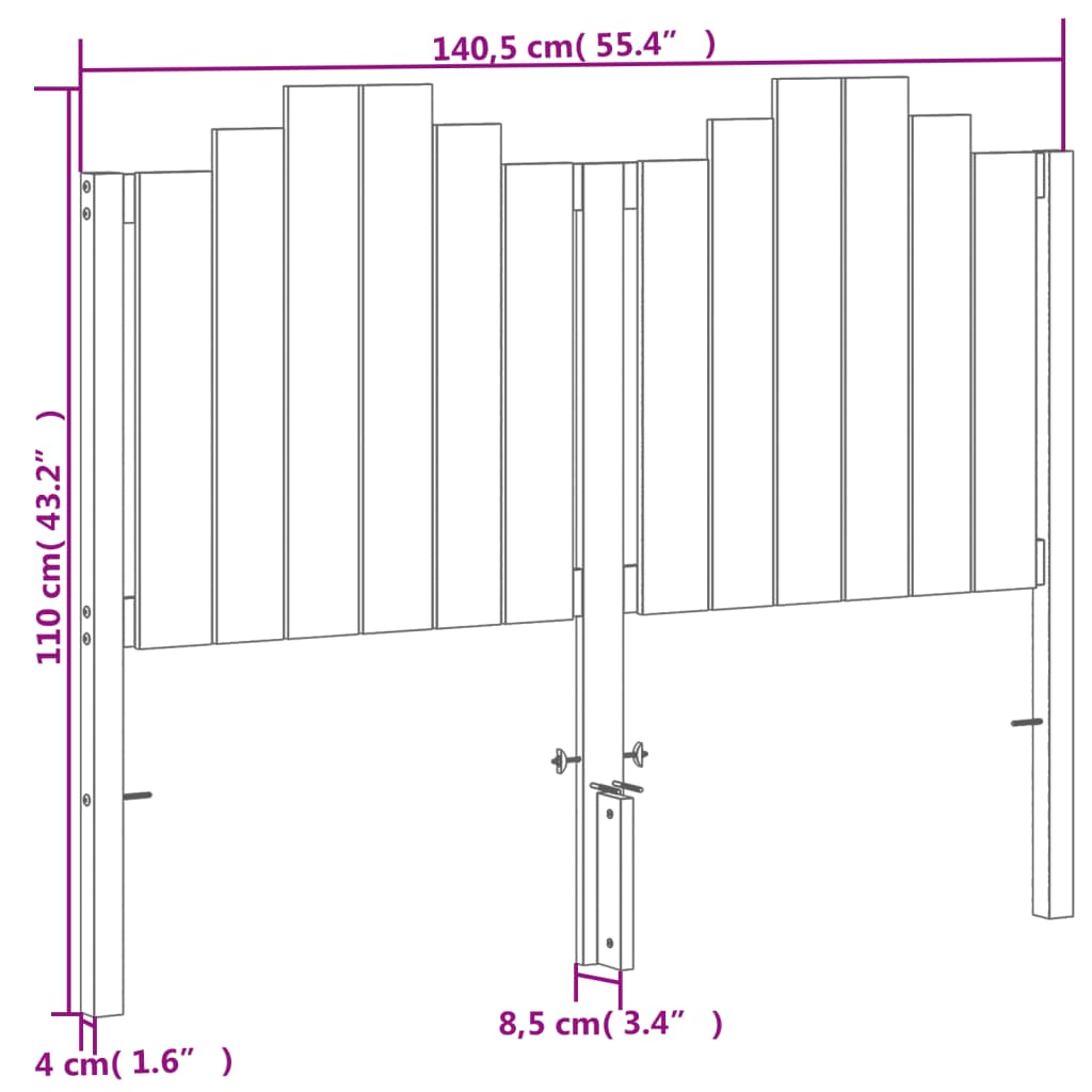 viaszbarna tömör fenyőfa fejtámla 135 cm