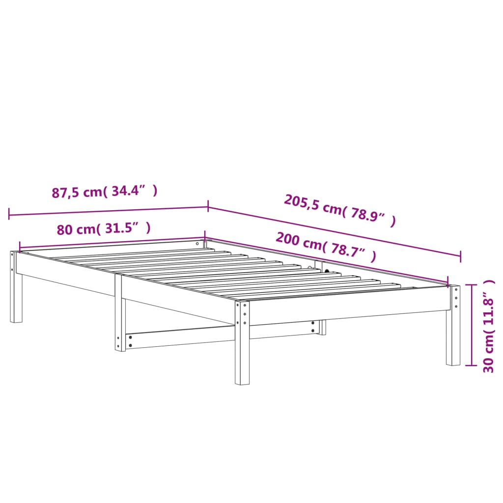 viaszbarna tömör fenyőfa kanapéágy matrac nélkül 80 x 200 cm