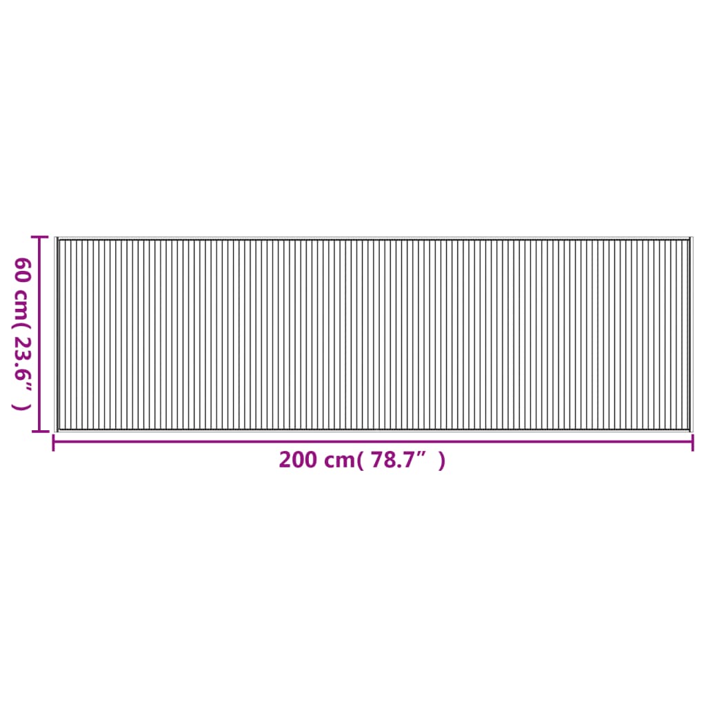 négyszögletű szürke bambusz szőnyeg 60 x 200 cm
