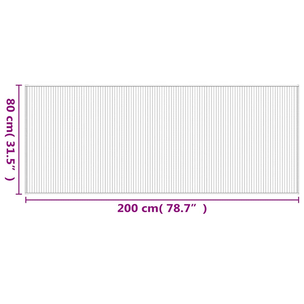 négyszögletű barna bambusz szőnyeg 80 x 200 cm