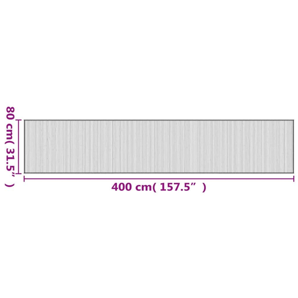 négyszögletű sötétbarna bambusz szőnyeg 80 x 400 cm