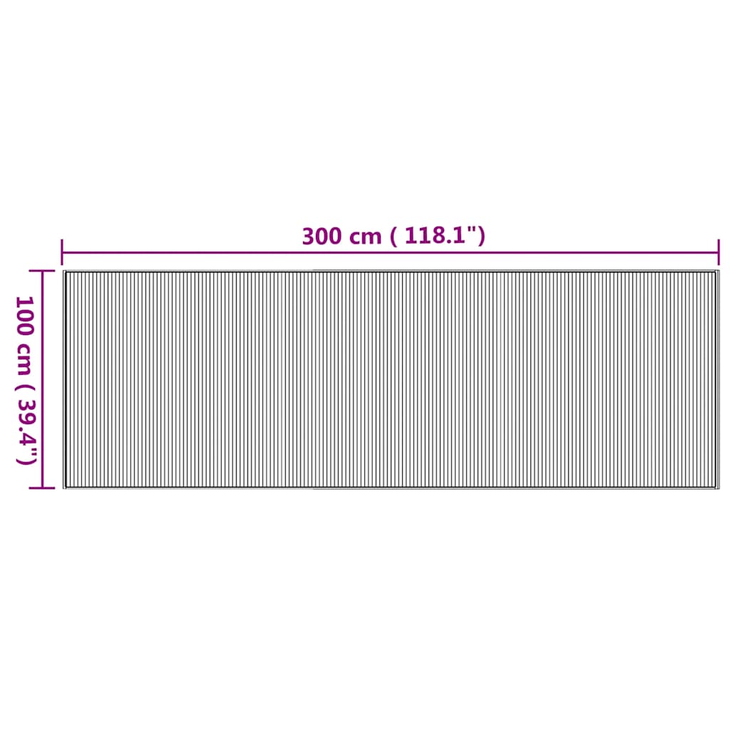 négyszögletű természetes bambusz szőnyeg 100 x 300 cm