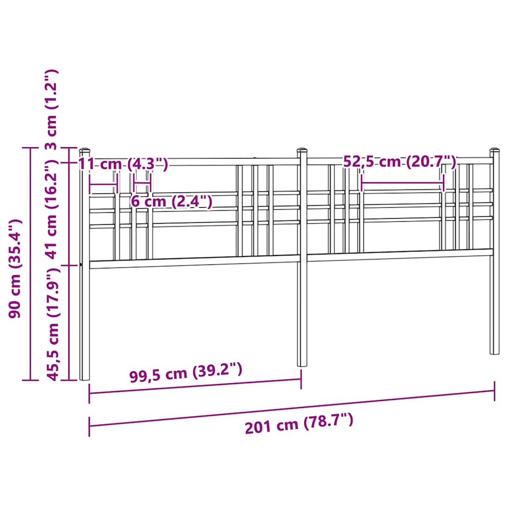 fekete fém csere fejtámla 200 cm