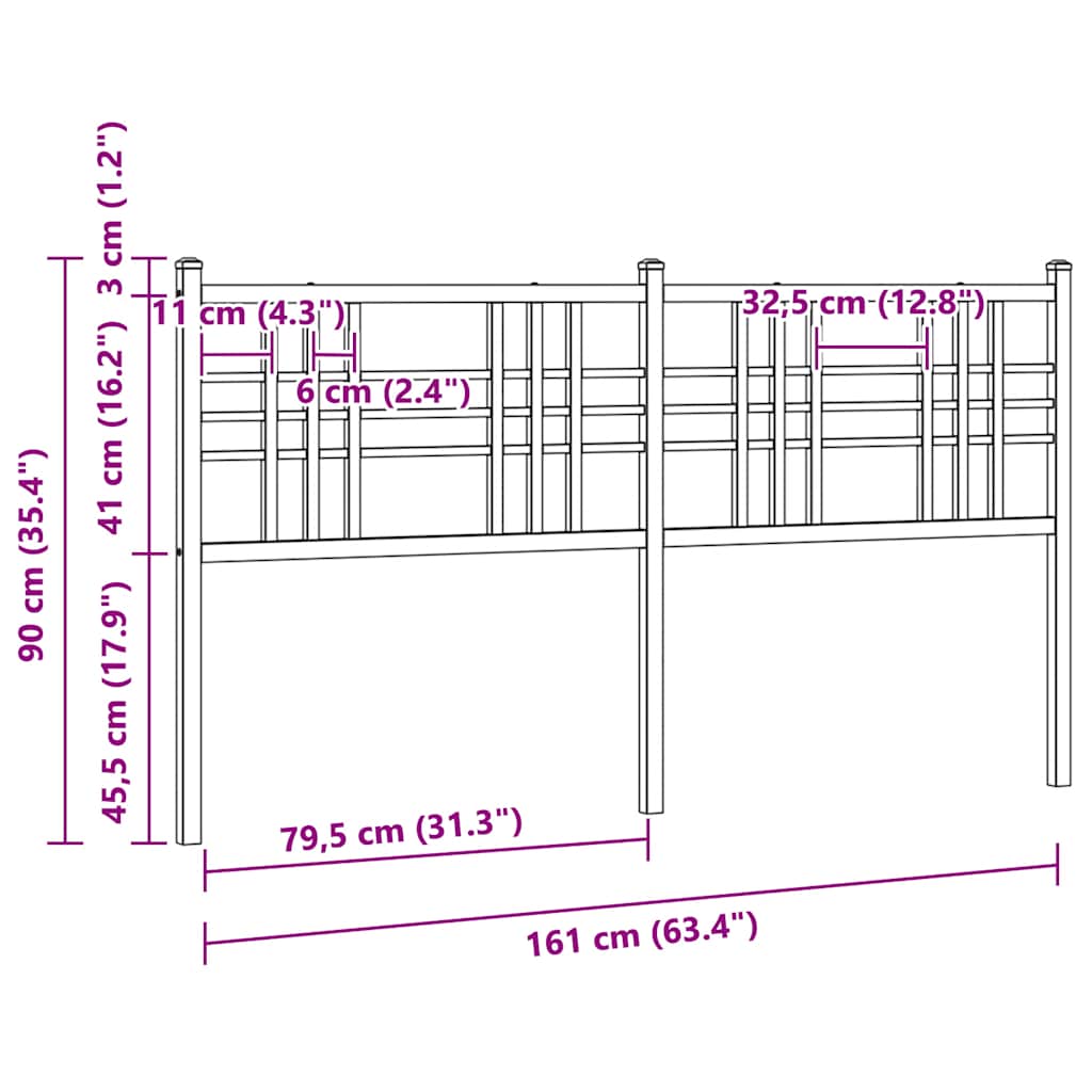 fehér fém csere fejtámla 160 cm