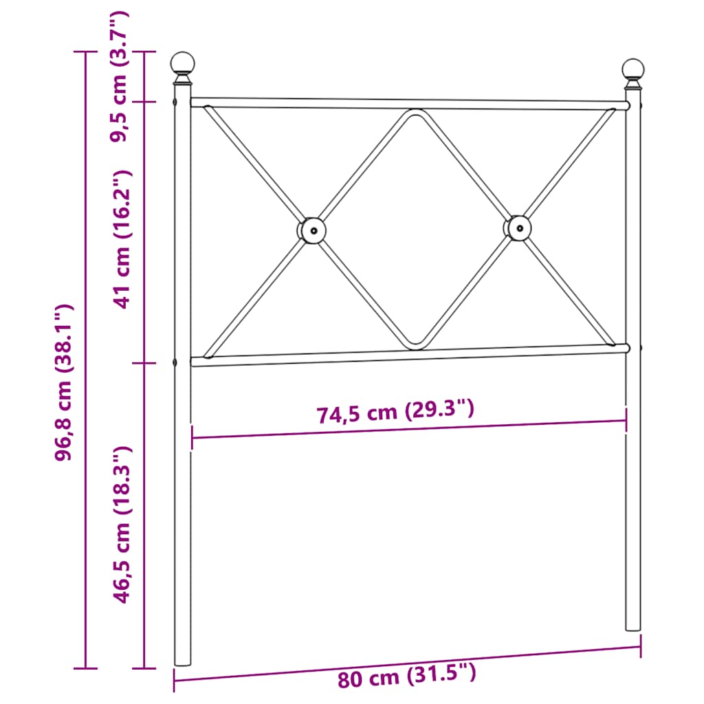 fehér fém csere fejtámla 75 cm