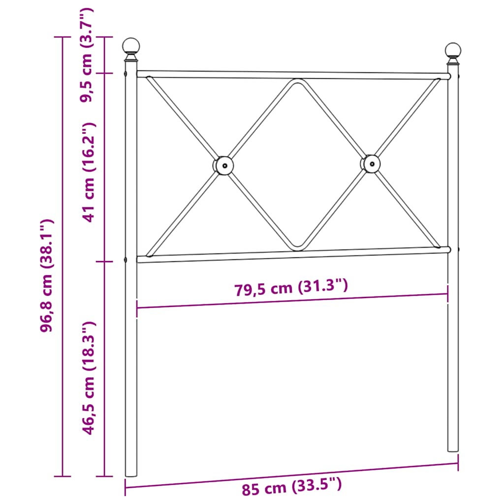 fehér fém csere fejtámla 80 cm