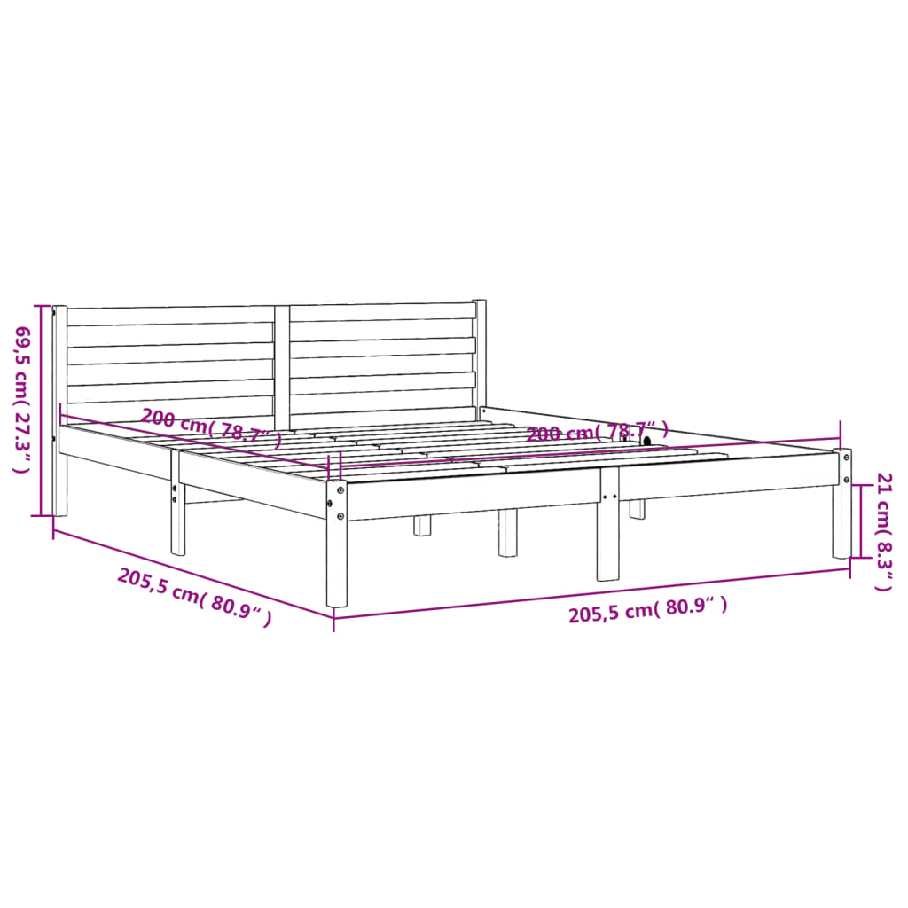 viaszbarna tömör fenyőfa ágy matrac nélkül 200 x 200 cm