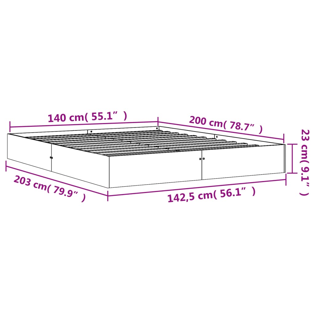 viaszbarna tömör fenyőfa ágy matrac nélkül 140 x 200 cm