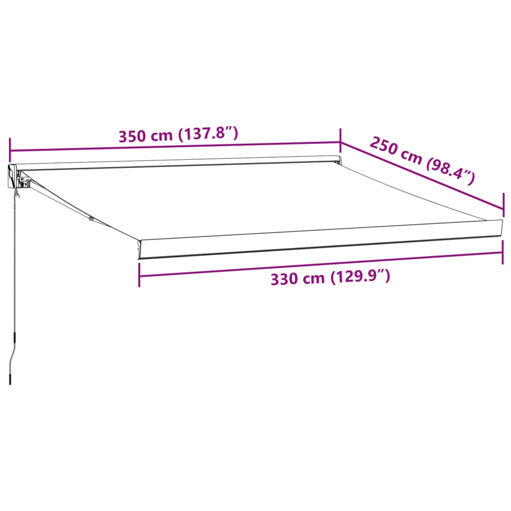 burgundi vörös kézzel kihúzható napellenző 350 x 250 cm