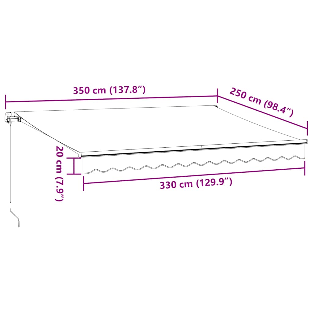barna kézzel kihúzható LED-es napellenző 350 x 250 cm