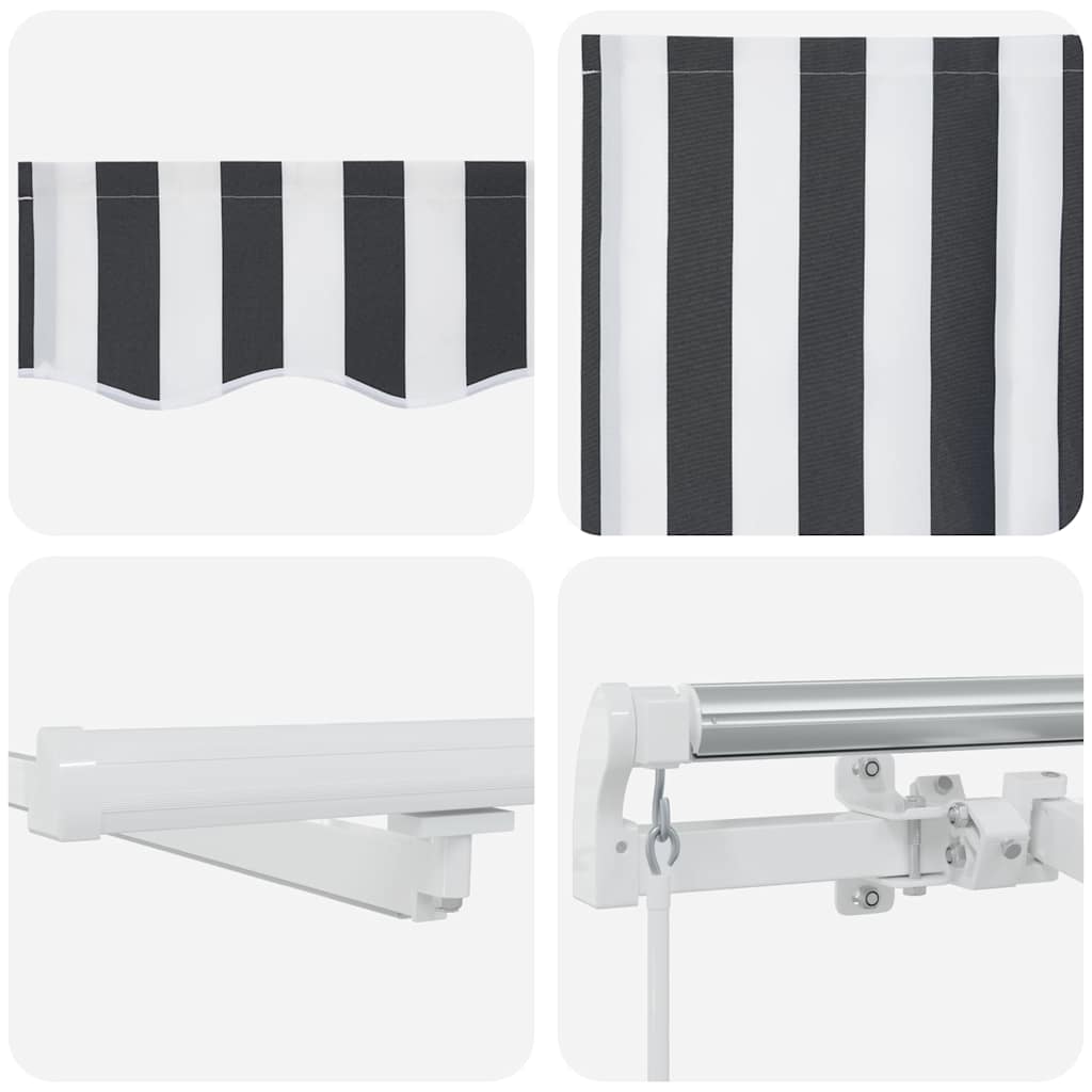 antracitszürke-fehér LED-es kézi napellenző 450 x 300 cm