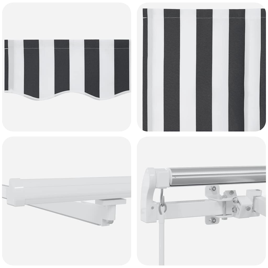 antracitszürke-fehér LED-es kézi napellenző 500 x 300 cm