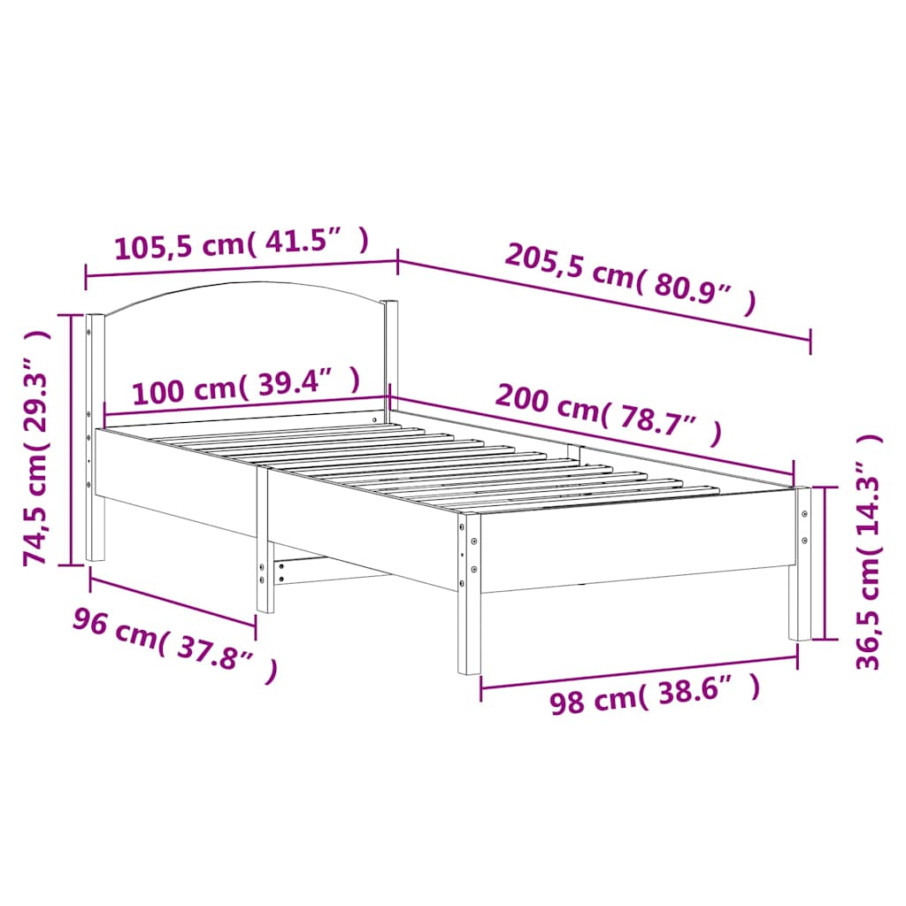 fehér tömör fenyőfa ágy matrac nélkül 100 x 200 cm