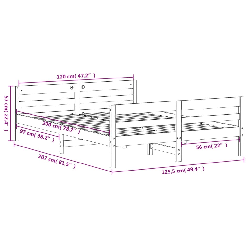 viaszbarna tömör fenyőfa ágy matrac nélkül 120 x 200 cm