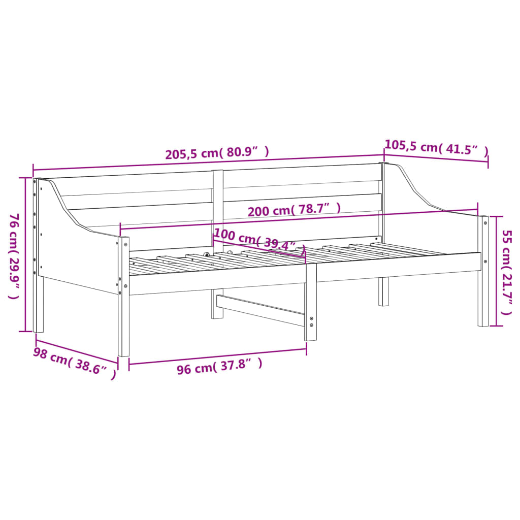 kanapéágy ágy matrac viaszbarna 100x200 cm tömör fa fenyőfa