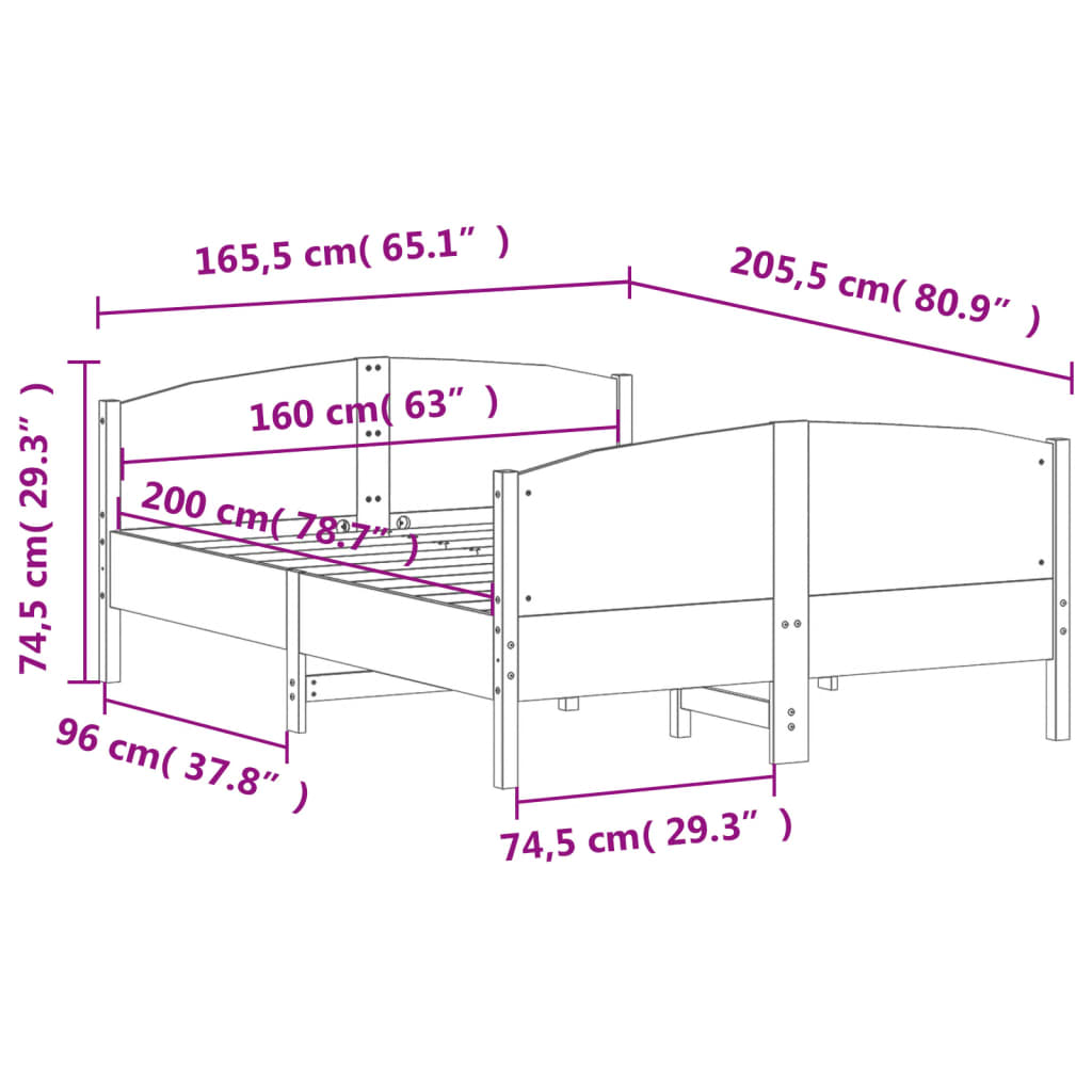 viaszbarna tömör fenyőfa ágy matrac nélkül 160 x 200 cm