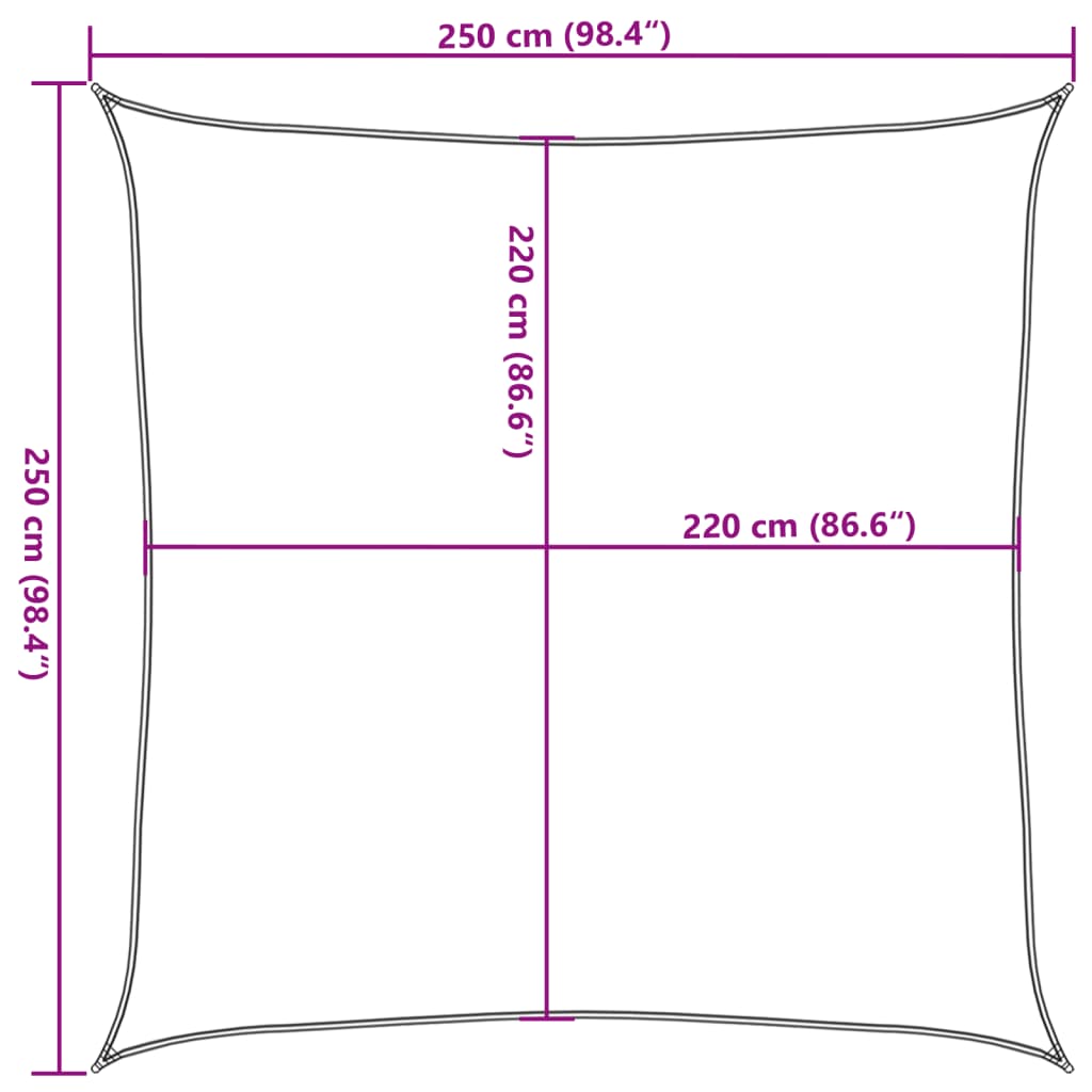 homokszínű 100% poliészter oxford szövet napvitorla 2,5x2,5 m