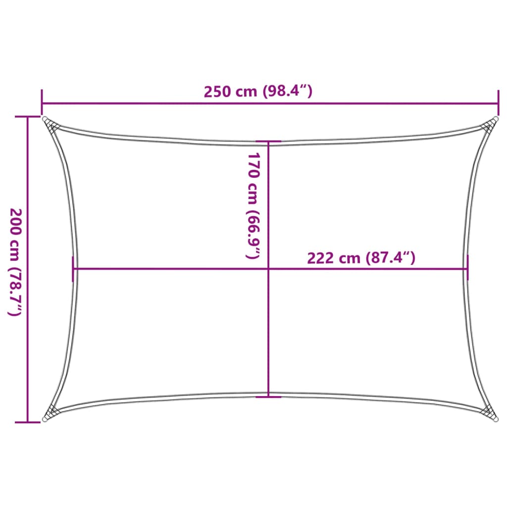 világosszürke 100% poliészter oxford szövet napvitorla 2,5x2 m