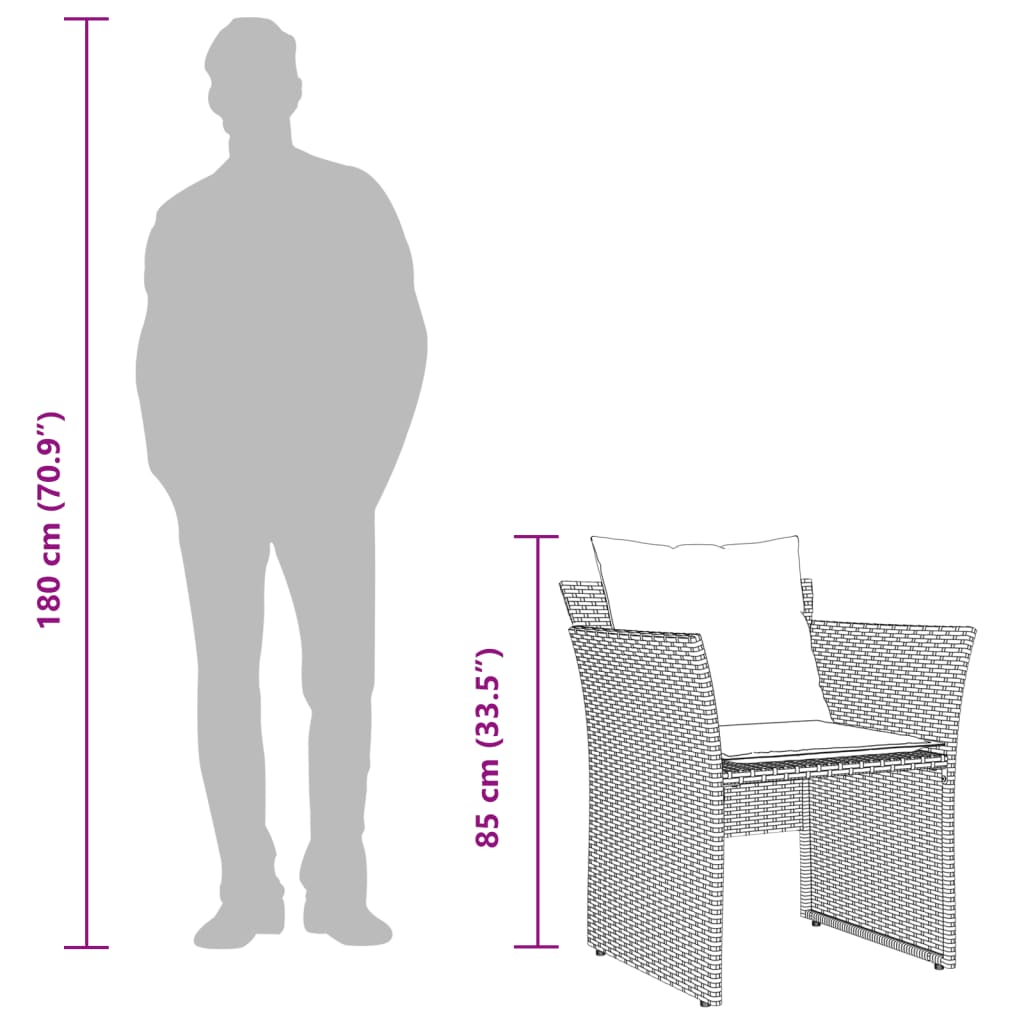 barna polyrattan kerti szék lábtartóval