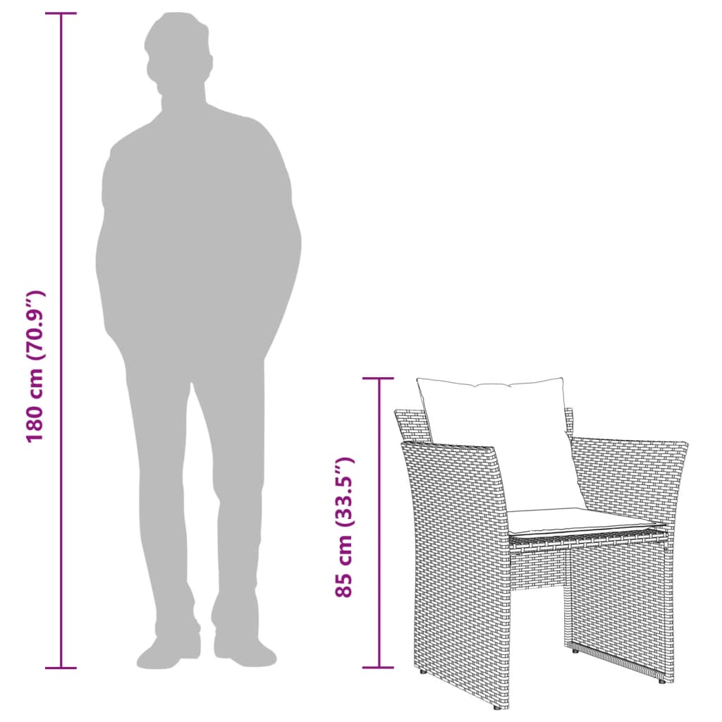 barna polyrattan kerti szék lábtartóval