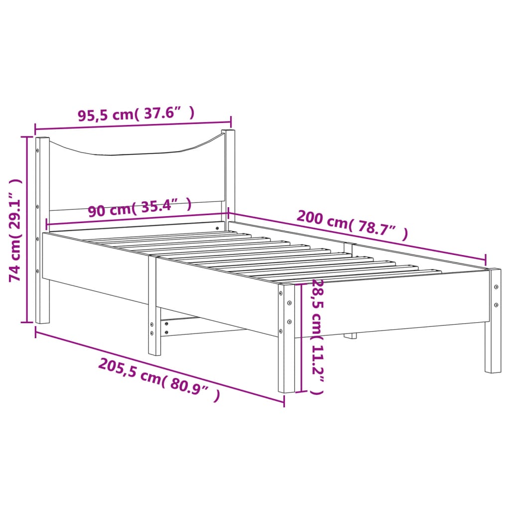 viaszbarna tömör fenyőfa ágy matrac nélkül 90 x 200 cm
