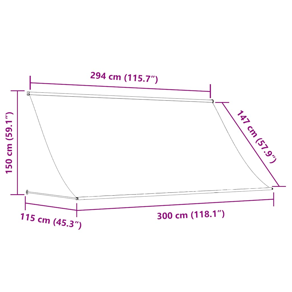 krémszínű szövet és acél feltekerhető napellenző 300 x 150 cm