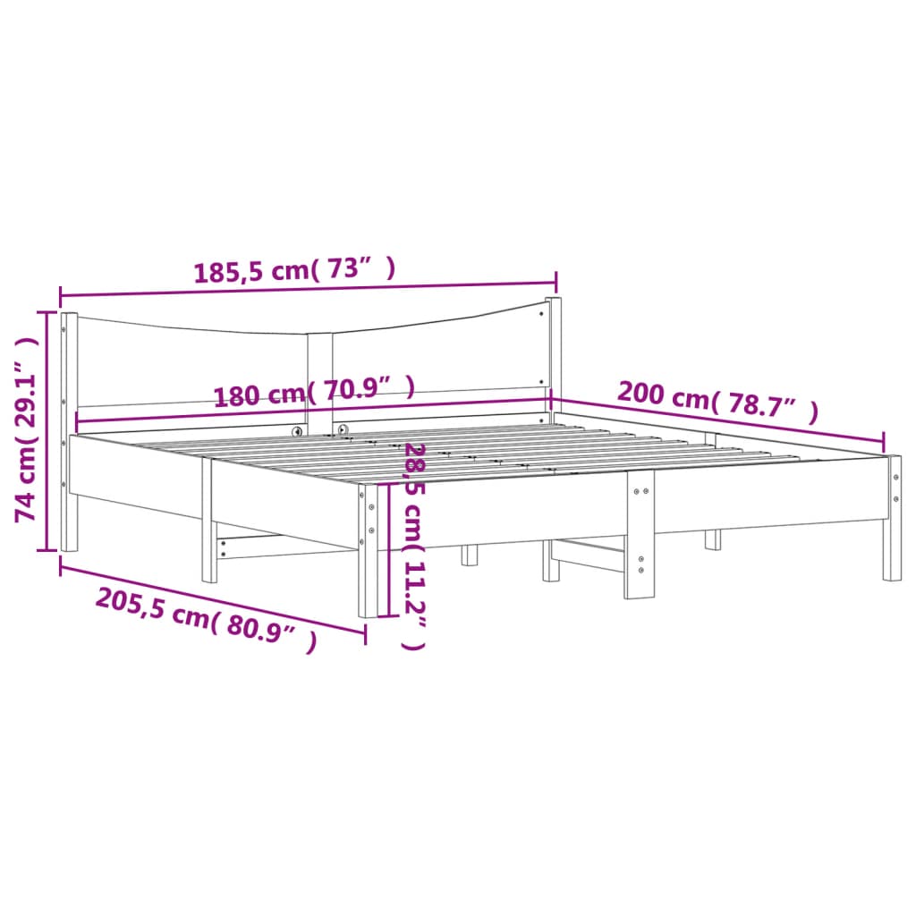 viaszbarna tömör fenyőfa ágy matrac nélkül 180 x 200 cm