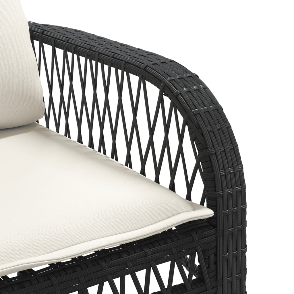 4 részes fekete polyrattan kerti ülőgarnitúra párnákkal