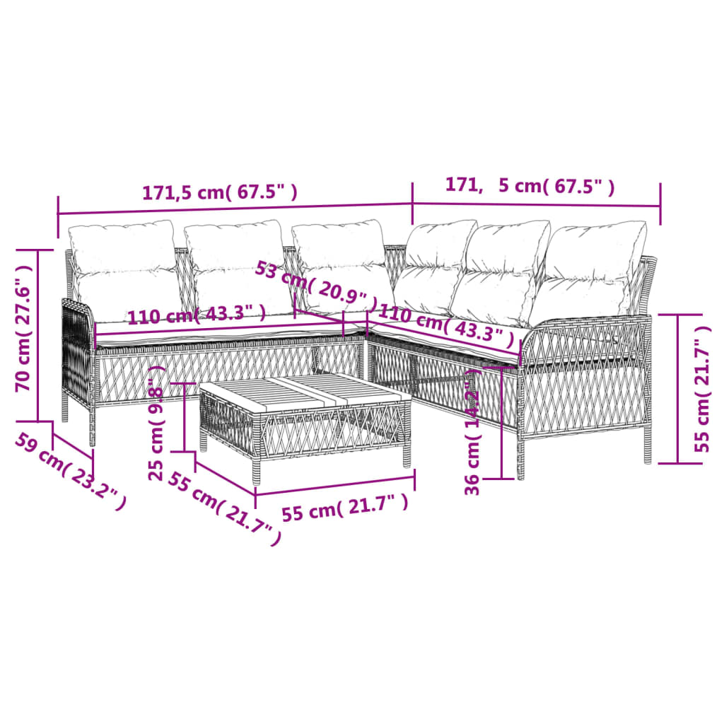 2 részes szürke polyrattan kerti kanapészett párnákkal