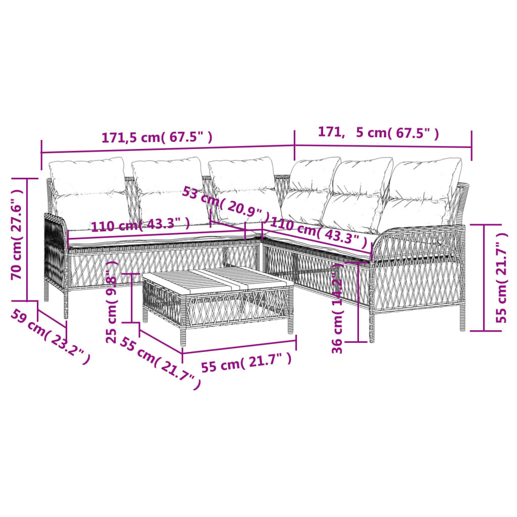 2 részes bézs polyrattan kerti ülőgarnitúra párnákkal