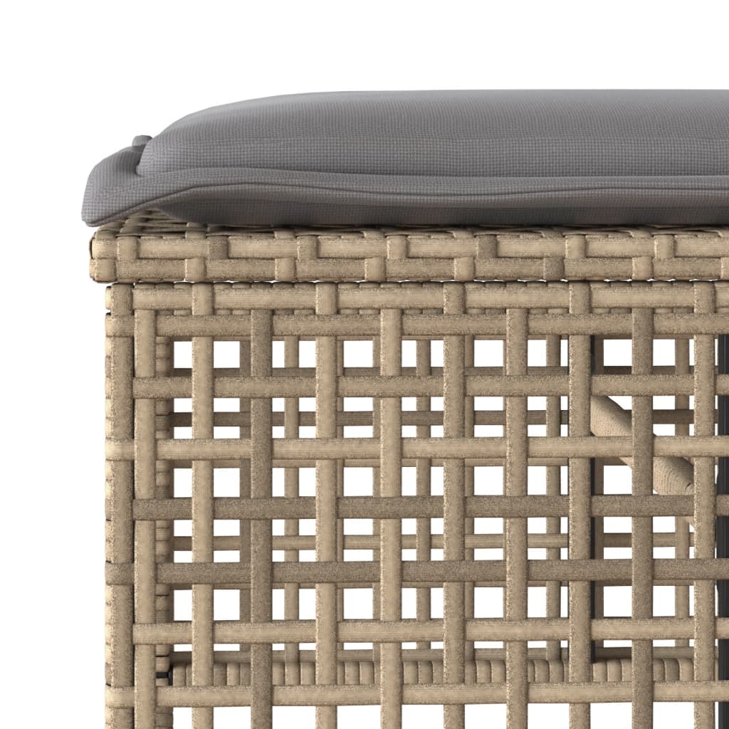 4 részes bézs polyrattan üveg kerti ülőgarnitúra párnákkal