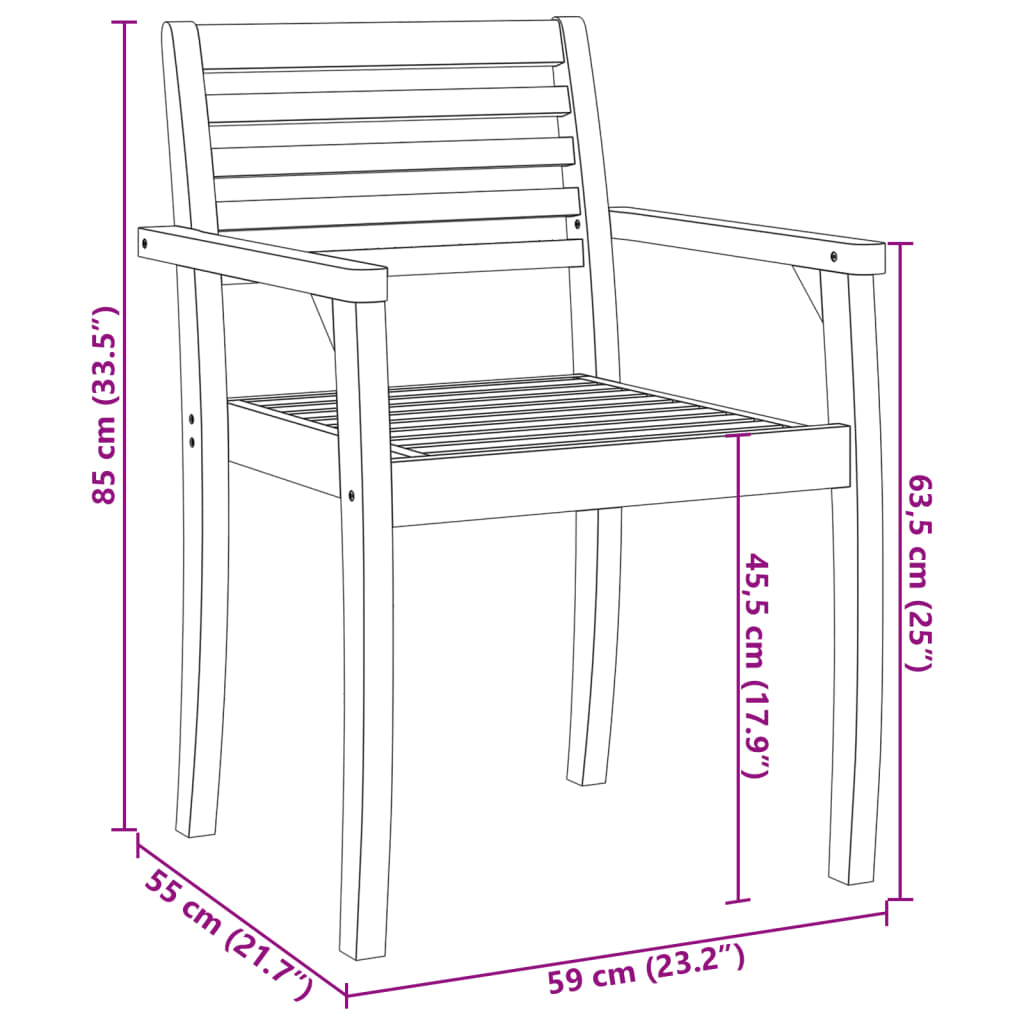 2 db tömör akácfa kerti szék 59 x 55 x 85 cm