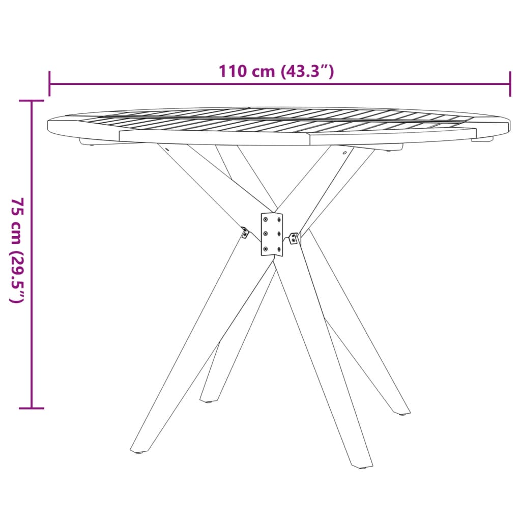 tömör akácfa kerek kerti asztal Ø110 x 75 cm