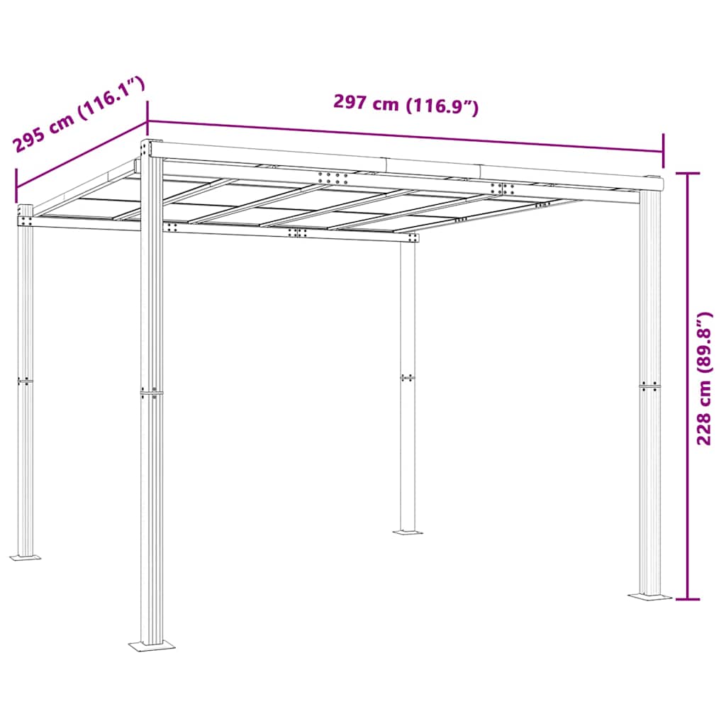 antracitszürke alumínium kerti pavilon 3x3 m