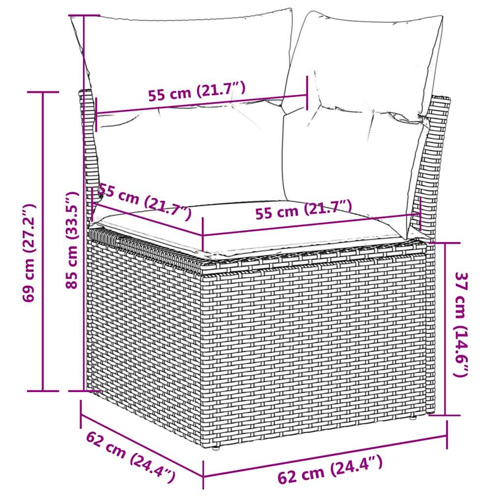 10 részes szürke polyrattan kerti ülőgarnitúra párnával